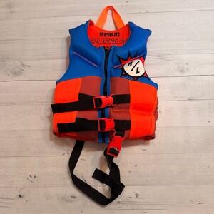 Hyperlite kids neoprene life vest orange and blue 33-55 pounds